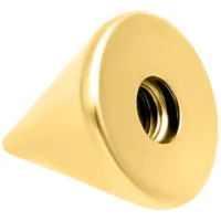 Konischer goldener Titan-Piercingaufsatz vor weißem Hintergrund