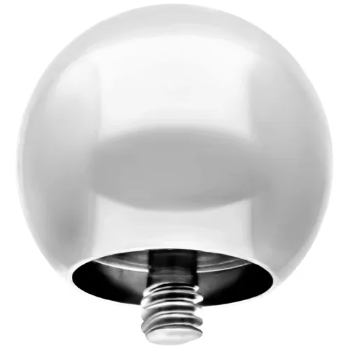 Silberne Ersatzkugel mit Außengewinde auf weißem Hintergrund