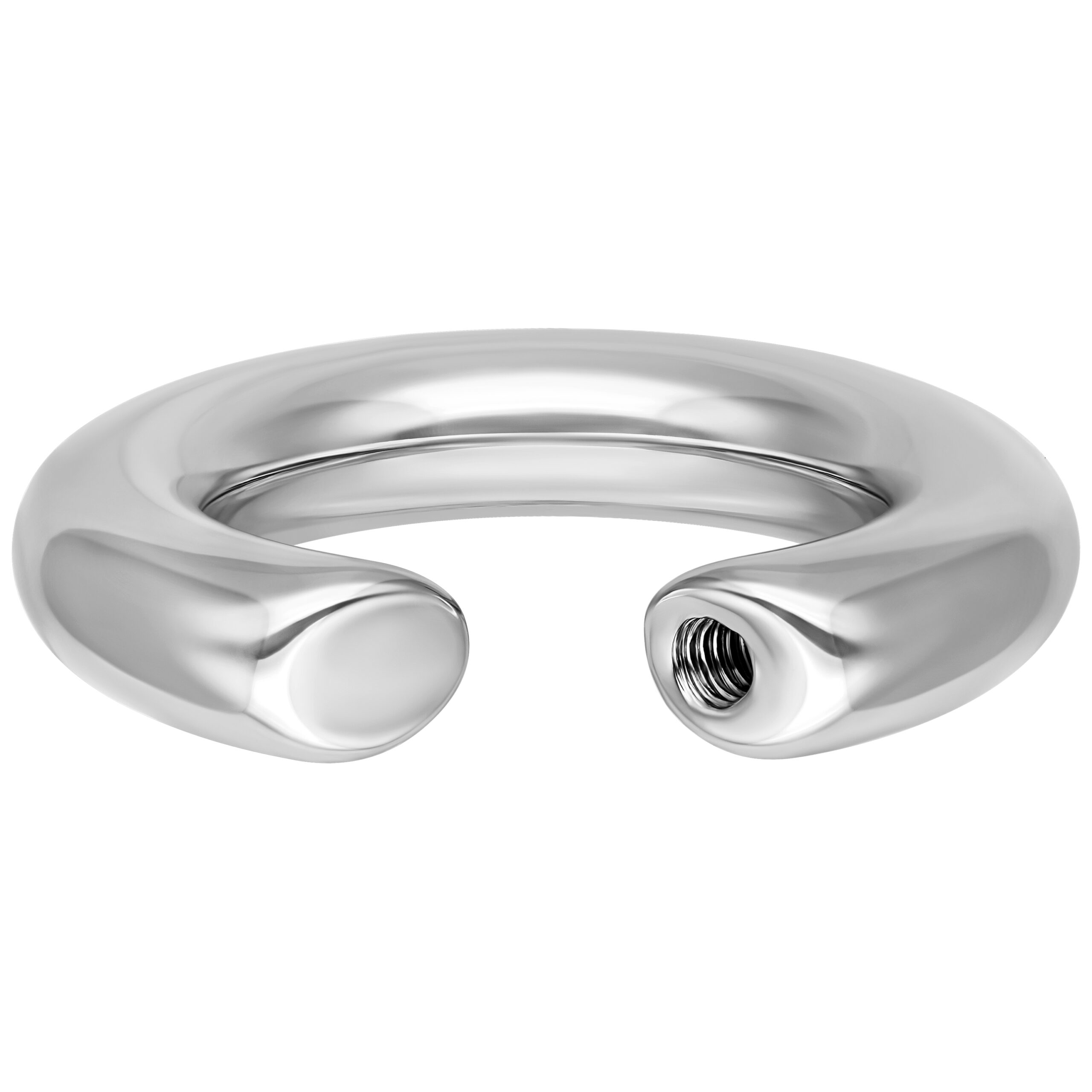 Silberner Basic Screw in Ball Ring aus Chirurgenstahl Silberner Piercingring aus Chirurgenstahl auf weißem Hintergrund mit Innengewinde