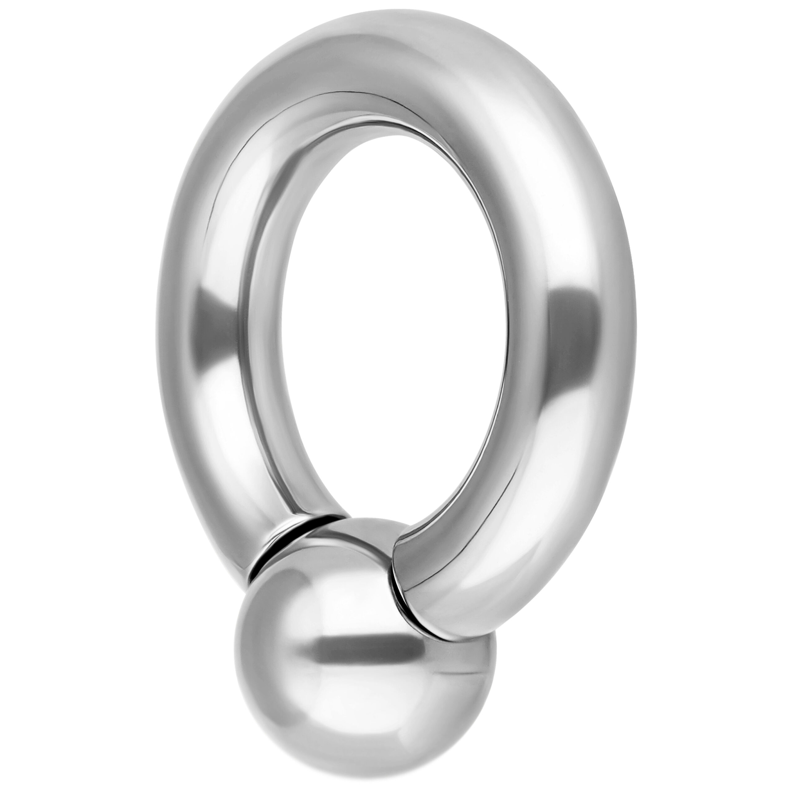 Basic Schraubring, 12 mm, Silber, 4 mm Stärke Silberfarbener Schraubring aus Chirurgenstahl mit 12 mm Innendurchmesser und 6 mm Kugel auf weißem Hintergrund