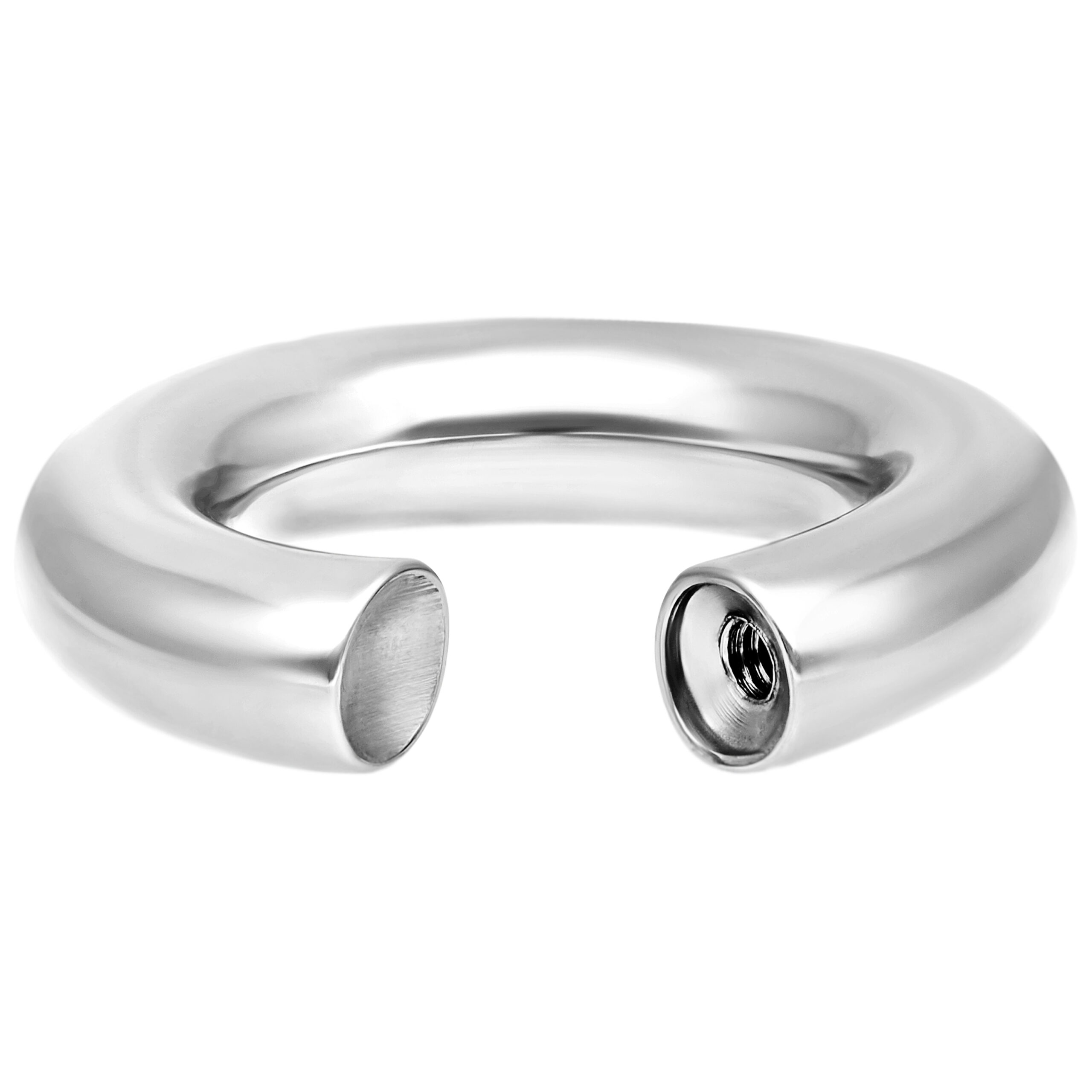 Silberner Schraubring 12mm mit 6mm Kugel Silberner Schraubring mit 12mm Innendurchmesser und 4mm Stärke auf weißem Hintergrund