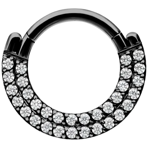 Double Crystal Row Clicker - Black Metal