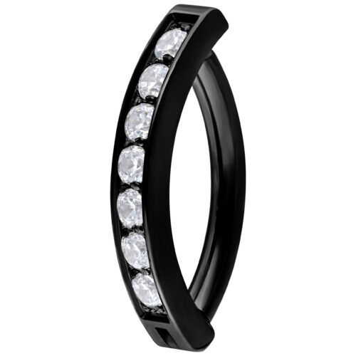 Crystal Belly Arch Clicker - Black Metal