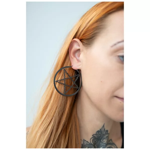 Black pentagram online earrings