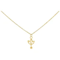 Goldene Kette mit hängendem Lilienanhänger auf weißem Hintergrund