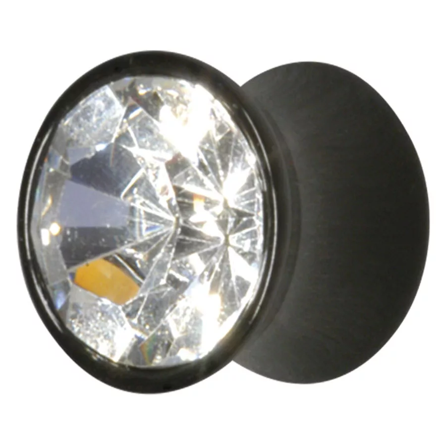Schwarzer Acryl Plug mit kristallklarem Kristall, Größe 10 mm