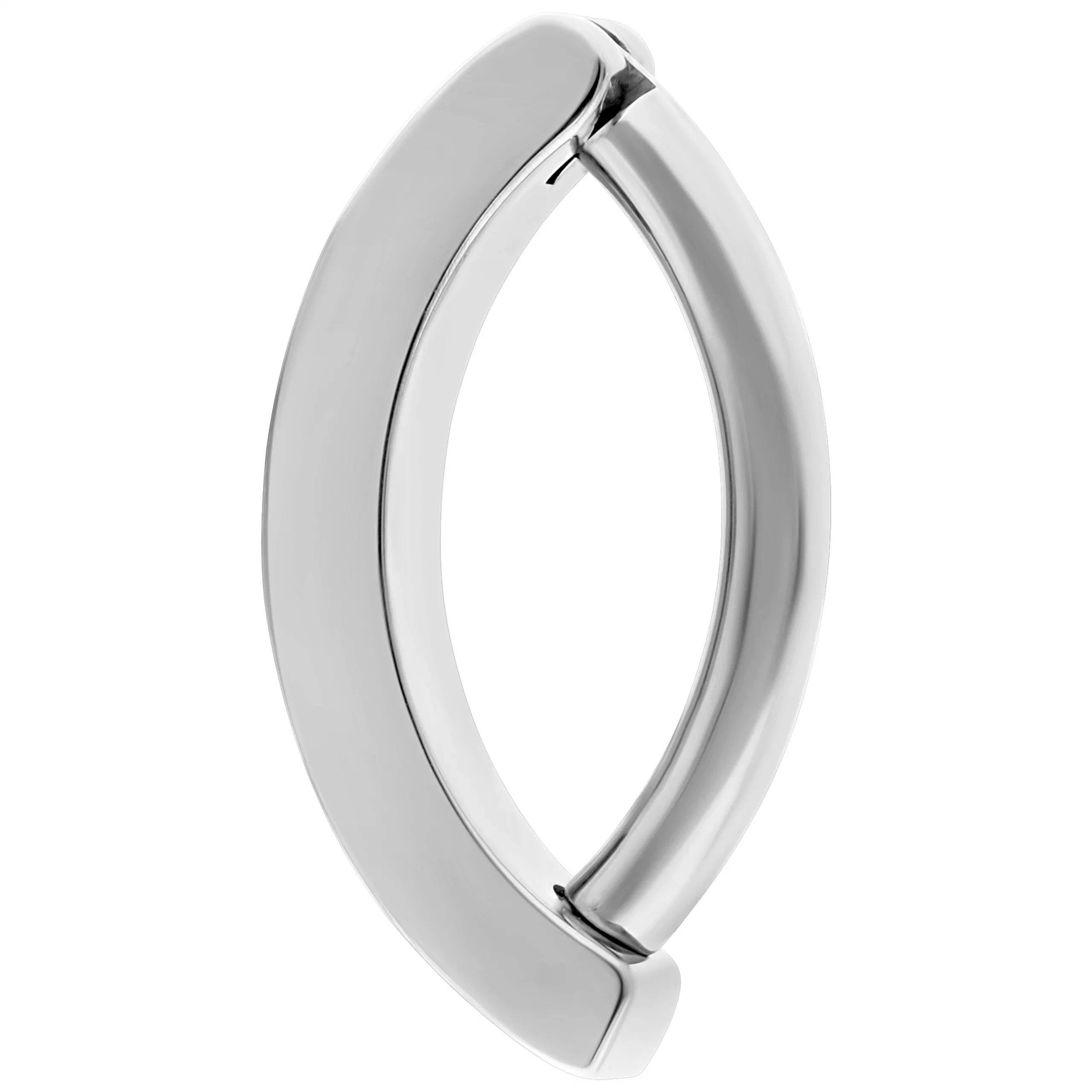 Silberner Bauchnabel Clicker aus Titan mit Kristallen auf weißem Hintergrund