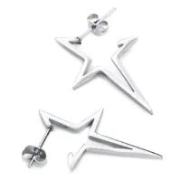 Zwei silberne Stern-Ohrstecker aus Chirurgenstahl auf weißem Hintergrund