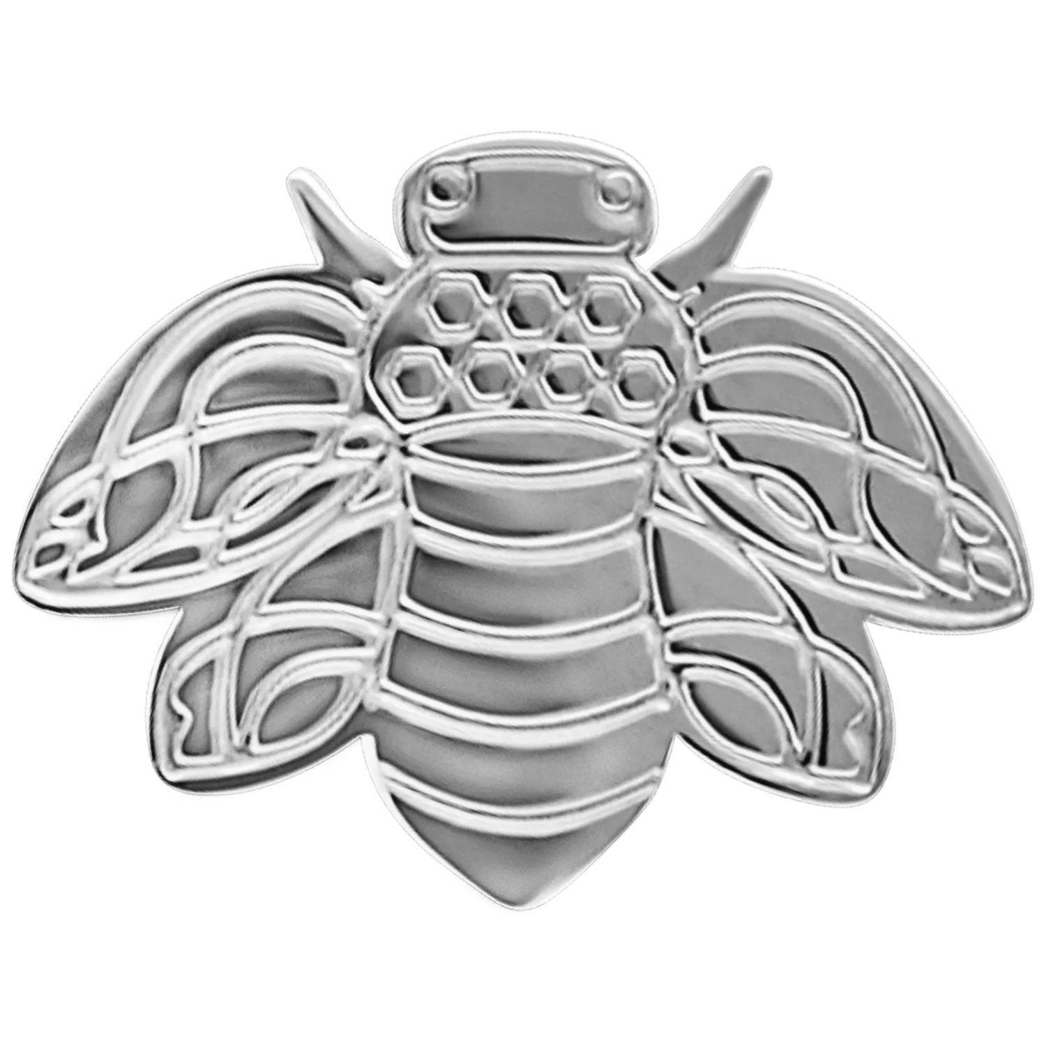 Silberne Bienen Ohrstecker aus Edelstahl auf weißem Hintergrund