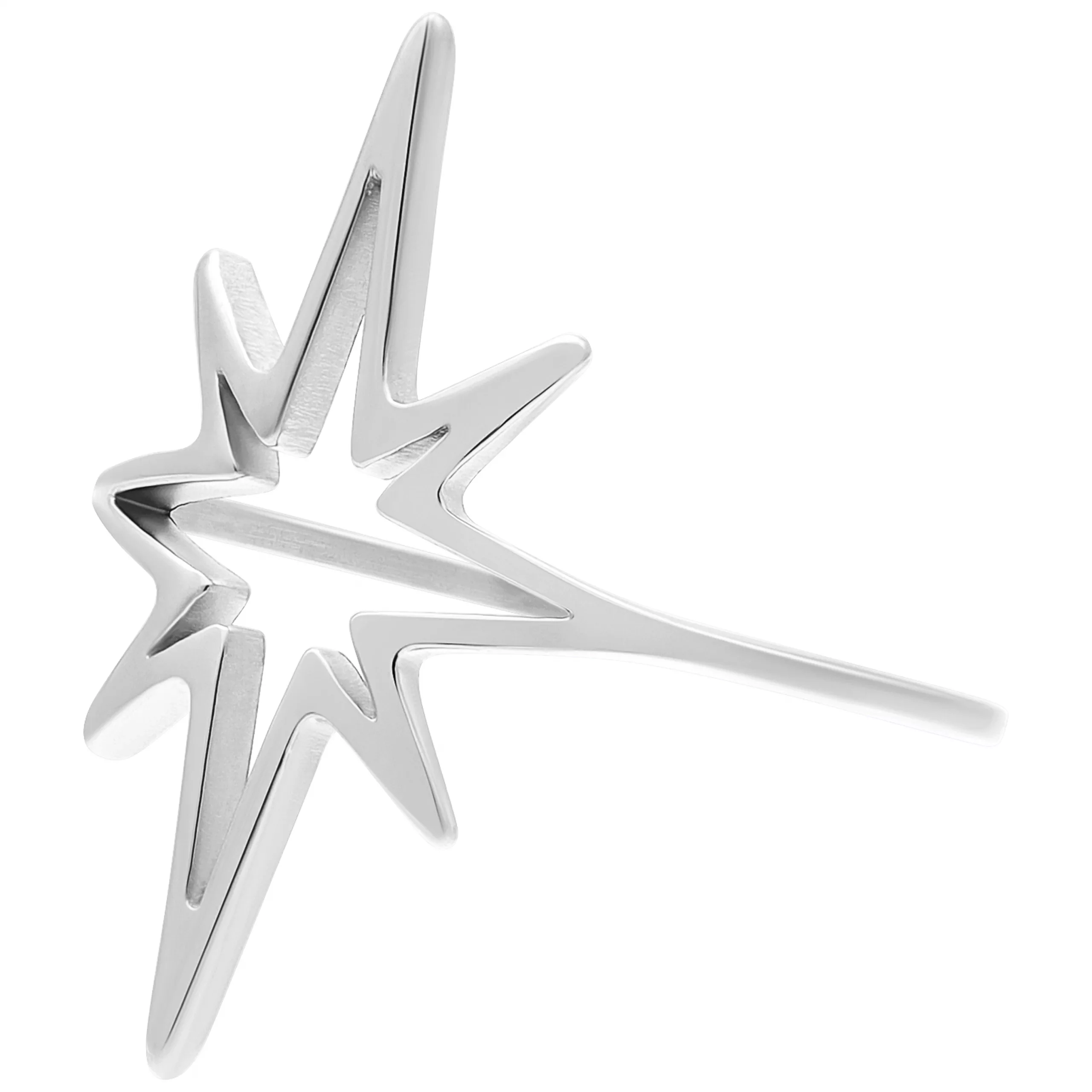 Silberfarbener Polar Star Ring in 17,0 mm Größe auf weißem Hintergrund