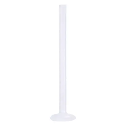 Transparenter PTFE Labret Stab mit flacher Basis auf weißem Hintergrund