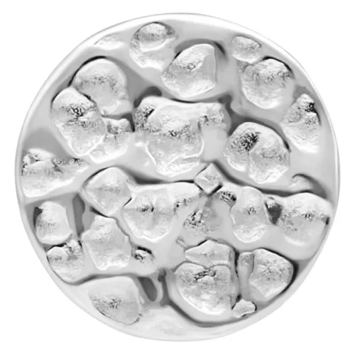 Runder, gehämmerter Labret-Aufsatz in Silber auf weißem Hintergrund