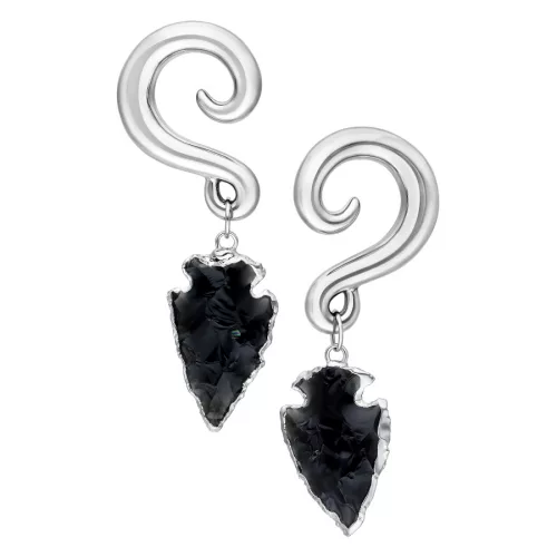 Obsidian Stone Dangle Ear Weights
