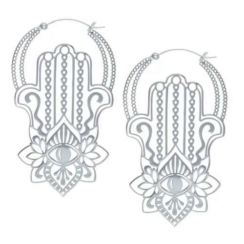 Silberne Khamsa Ohrringe aus Chirurgenstahl mit filigranem Design