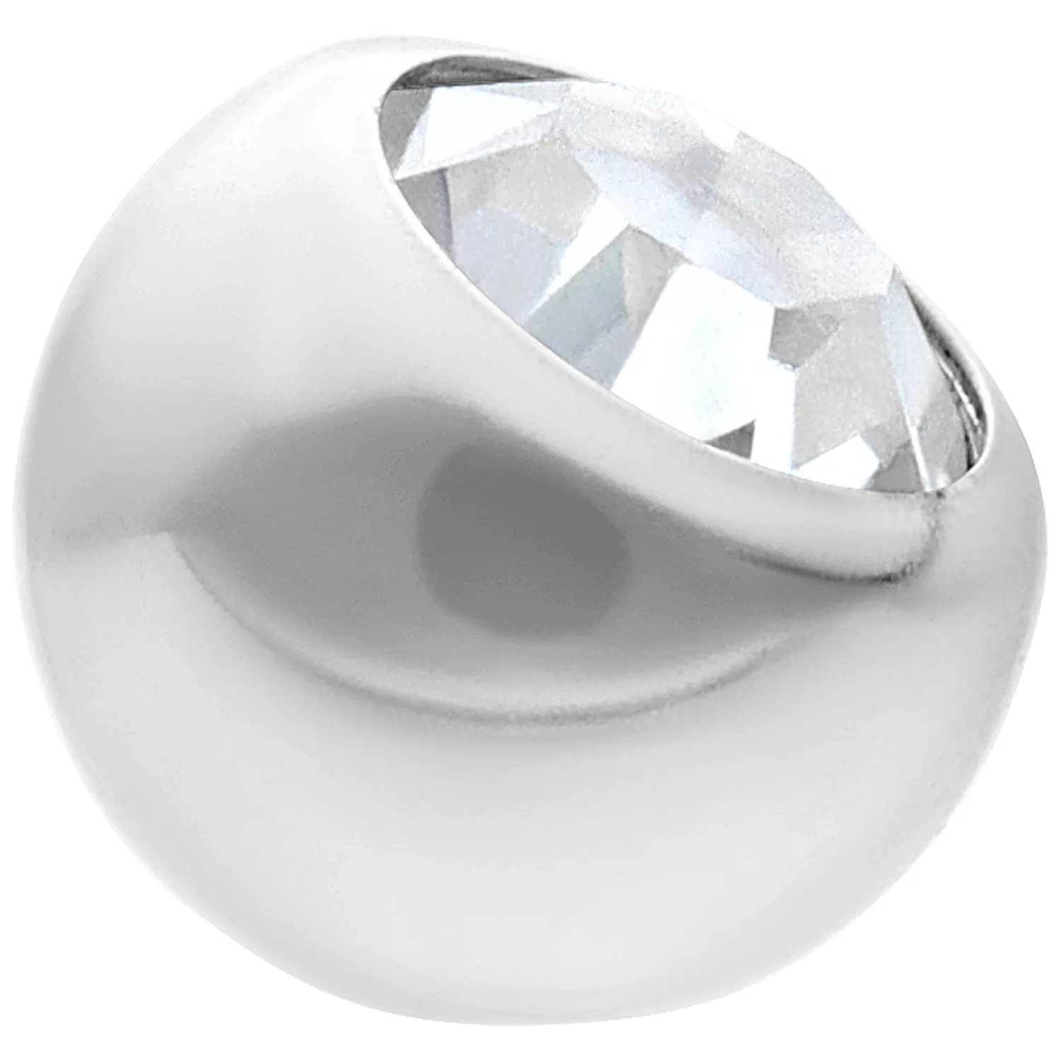 Weiße Titan Kugel mit klarem Kristall, 3,0 mm Größe