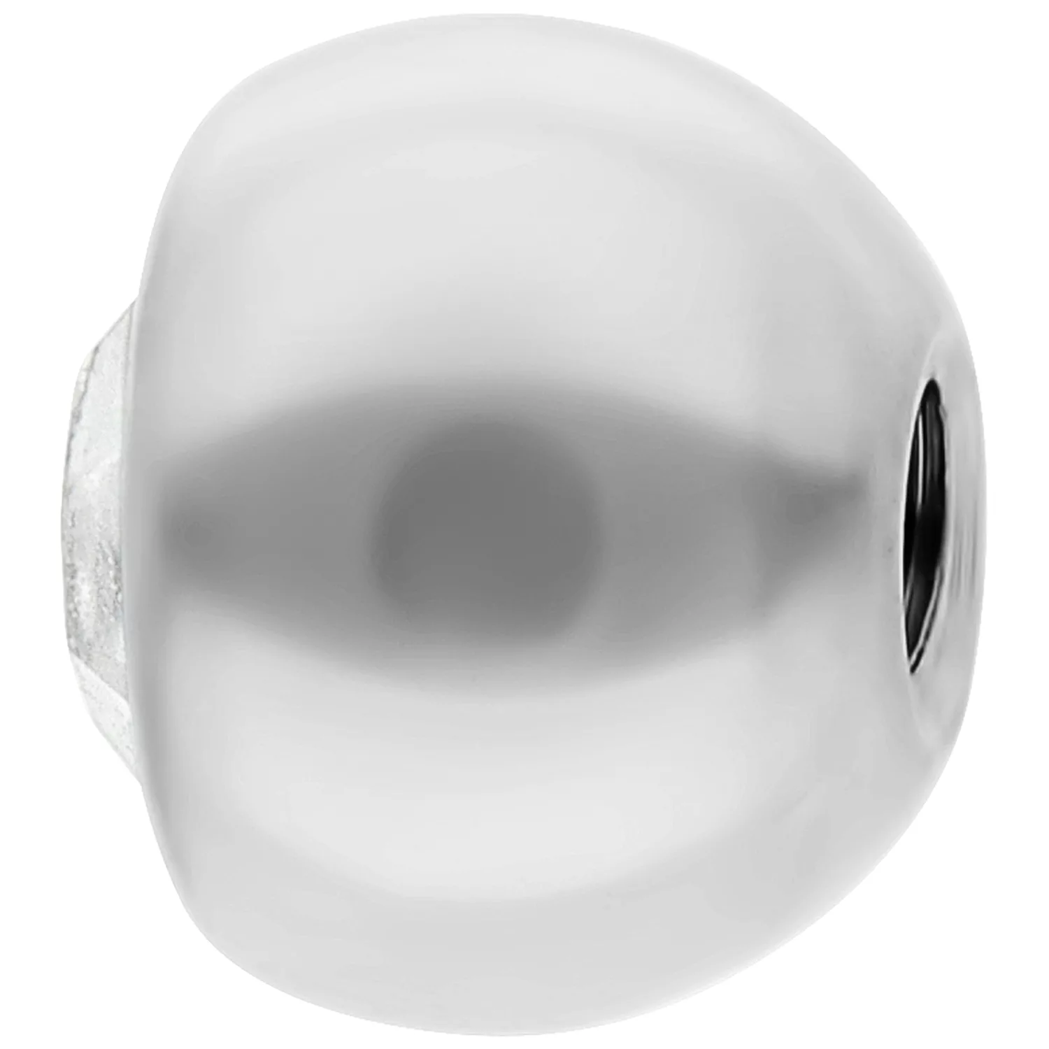 Weißgoldene Titan Kugel mit kristallklarem Stein, 1,2 mm Stärke, 3,0 mm Größe, auf weißem Hintergrund