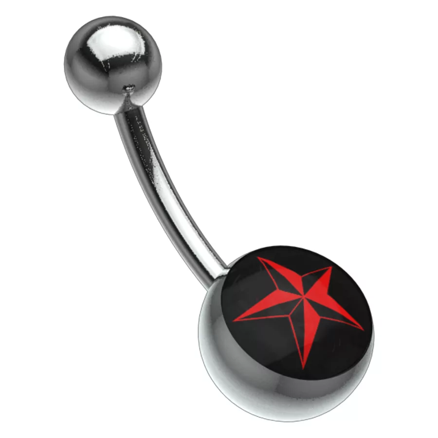 Five Pointed Star Black/Red