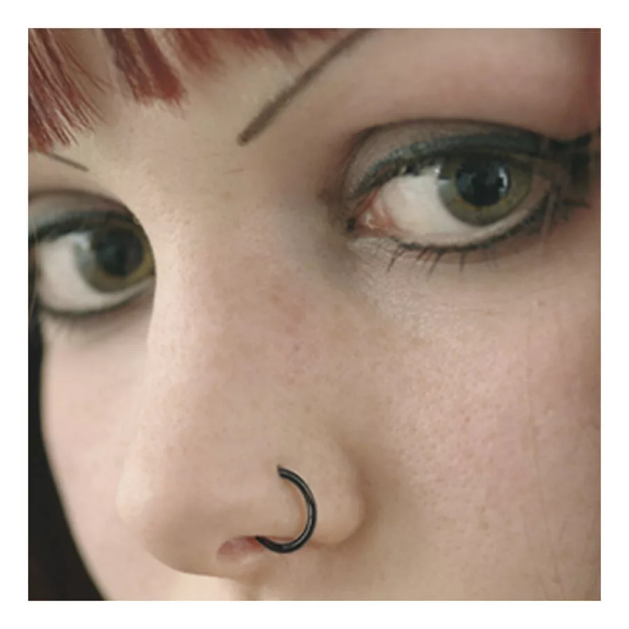Double Nose Ring Hoop for Single Piercing Silver