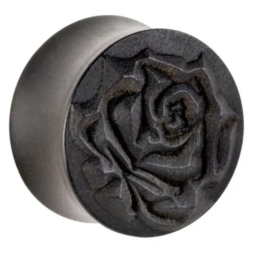Rose on Ebony Wood Plug