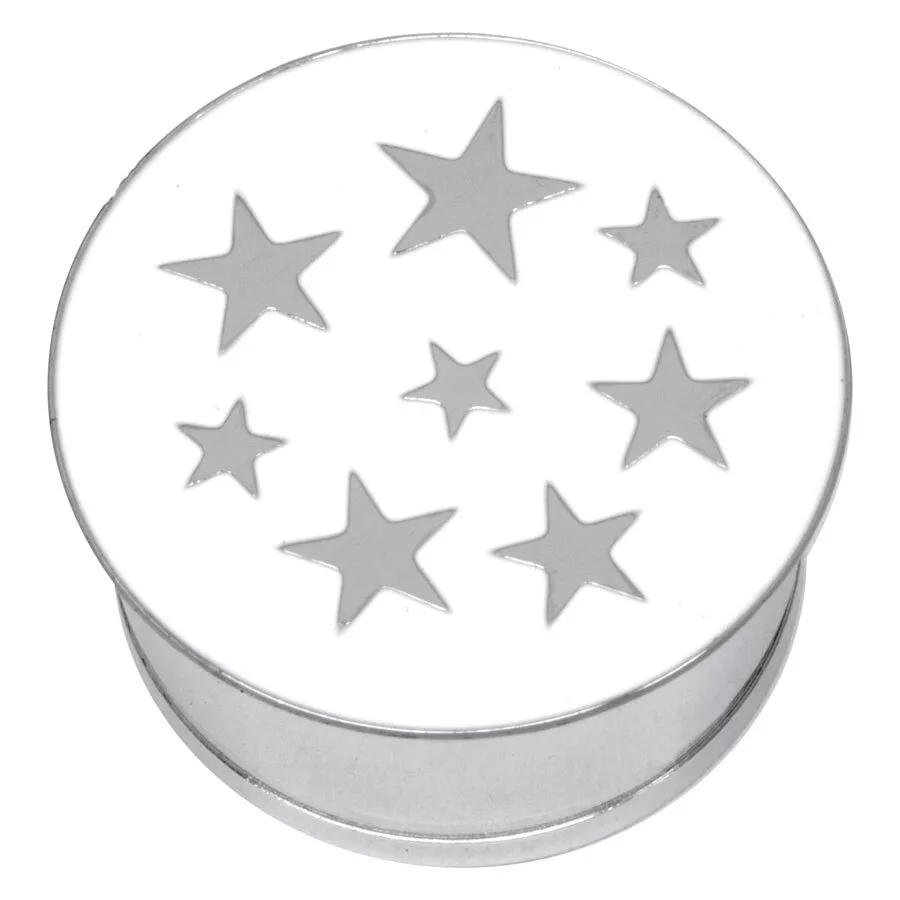 Steel Basicline® Single Flared Impression Plug "Stars on White"