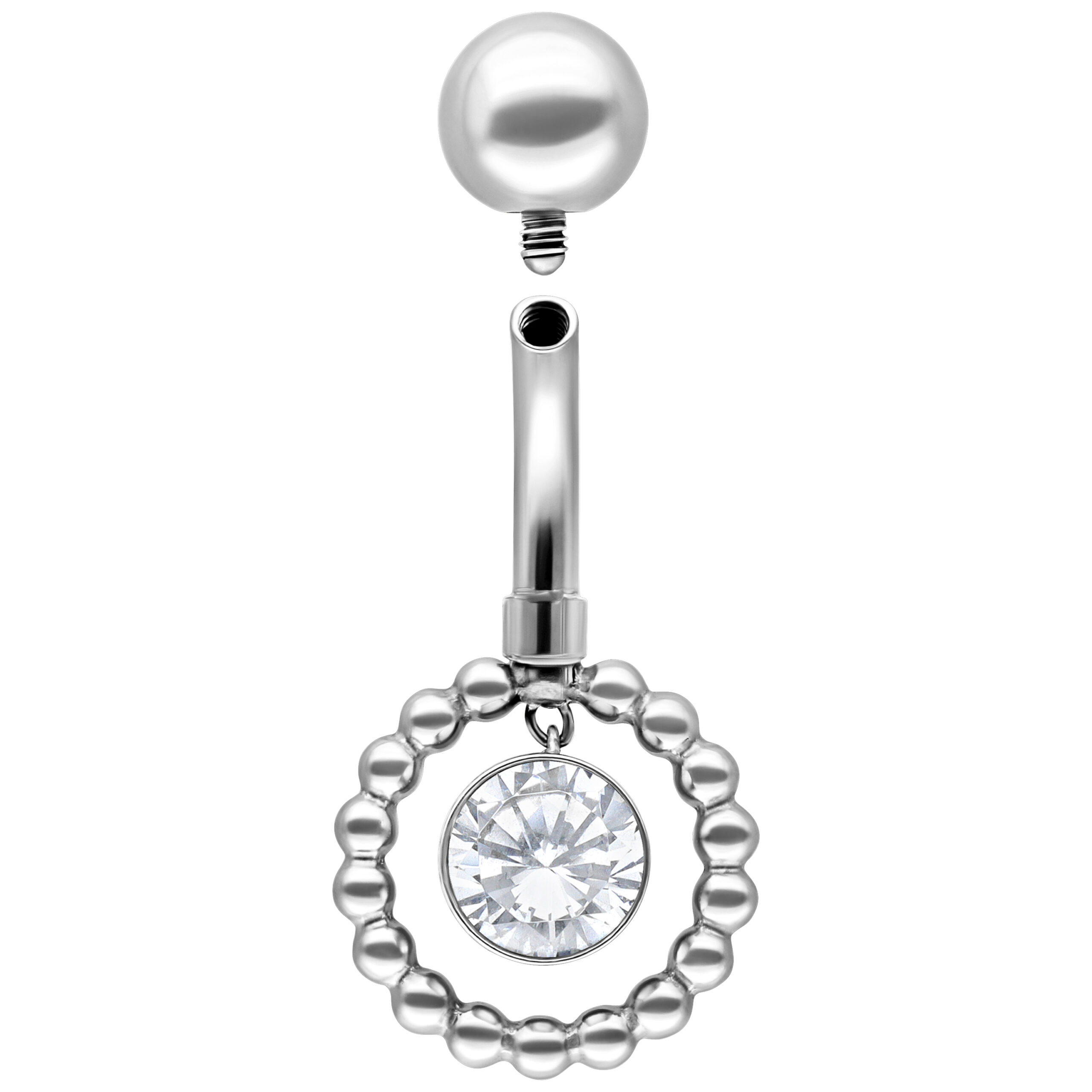 Bananabel Silber 10mm Kristallklar Piercing Silbernes Bauchnabelpiercing mit kristallklarem Stein und Kugel