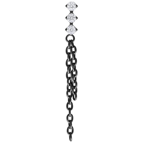 Push Fit Dangling Crystal Chains Attachment - Black Metal