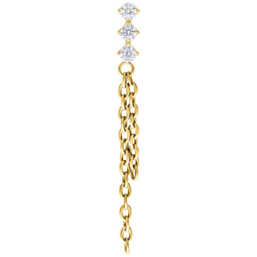Push Fit Dangling Crystal Chains Attachment - Golden Metal