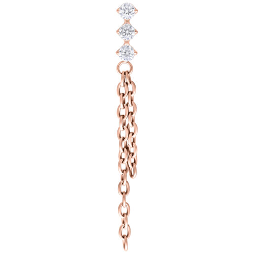 Push Fit Dangling Crystal Chains Attachment - Rosegold
