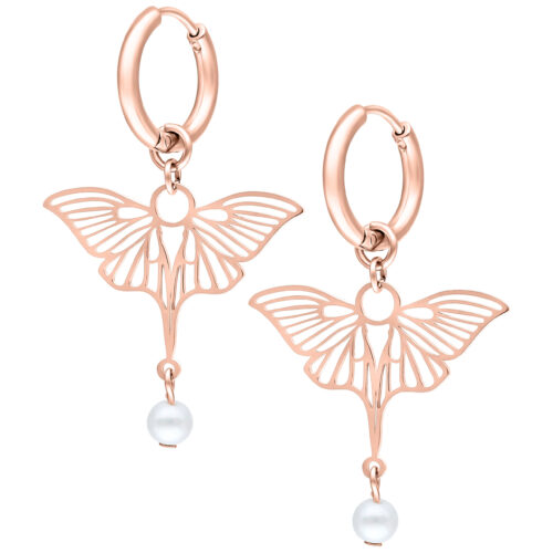 Little Pearl Dragonfly Hoops - Rosegold