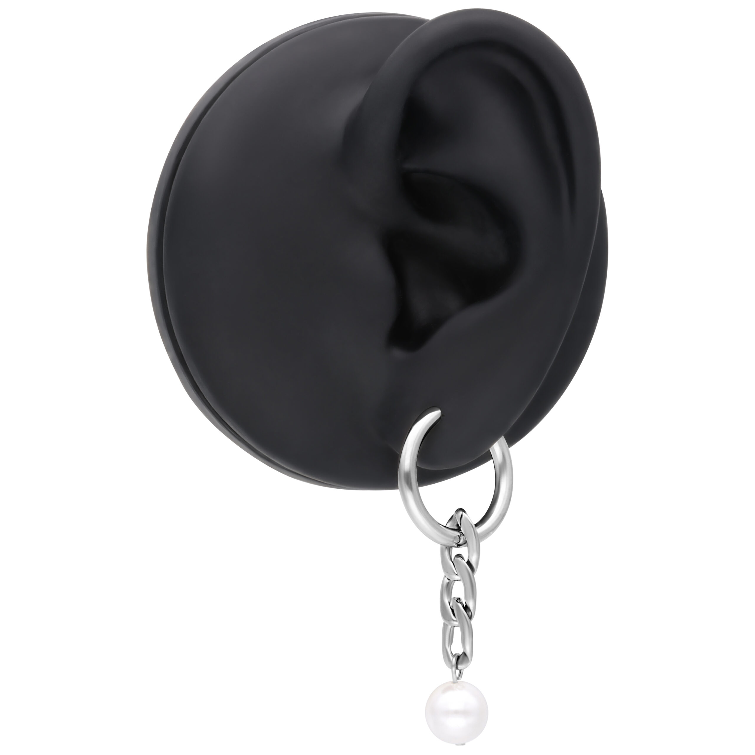 Roségoldene Perlen-Ohrringe im Set Roségoldene Ohrringe mit Perlenanhänger auf schwarzem Hintergrund