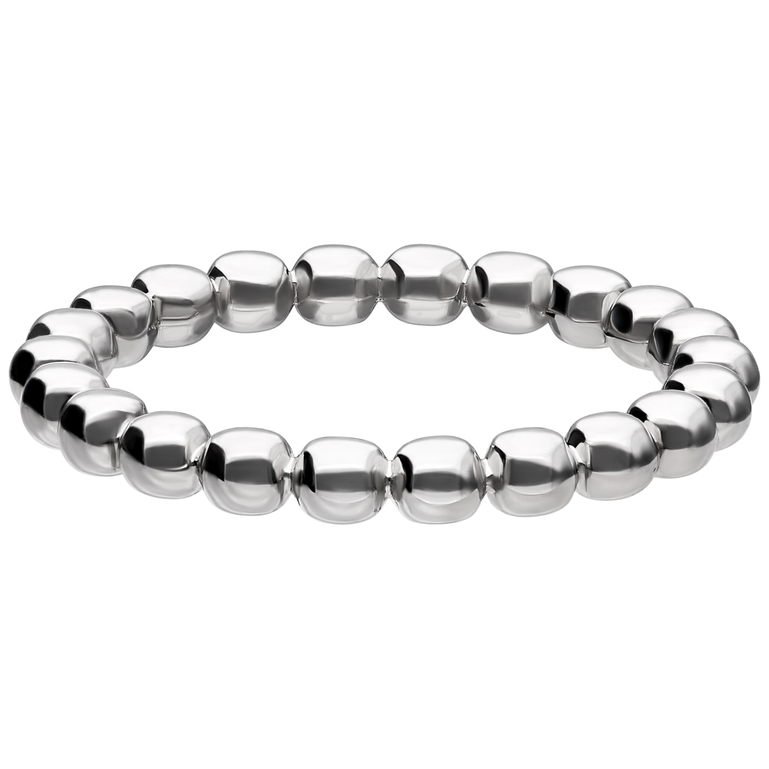 Silberner Bubble Ring aus glänzendem Chirurgenstahl auf weißem Hintergrund