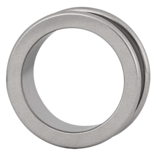 Silberner Flesh Tunnel aus Chirurgenstahl, 9,0 mm Größe, auf weißem Hintergrund