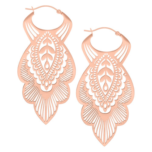 Mandala Leaf Hoops - Rosegold