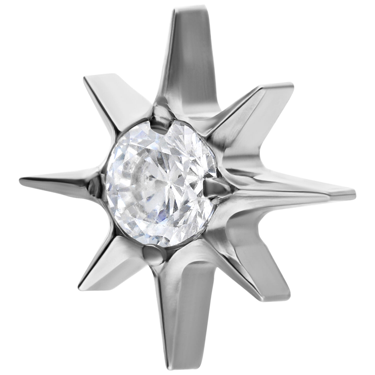 Silberner Titan Sternaufsatz mit klarem Kristall auf weißem Hintergrund