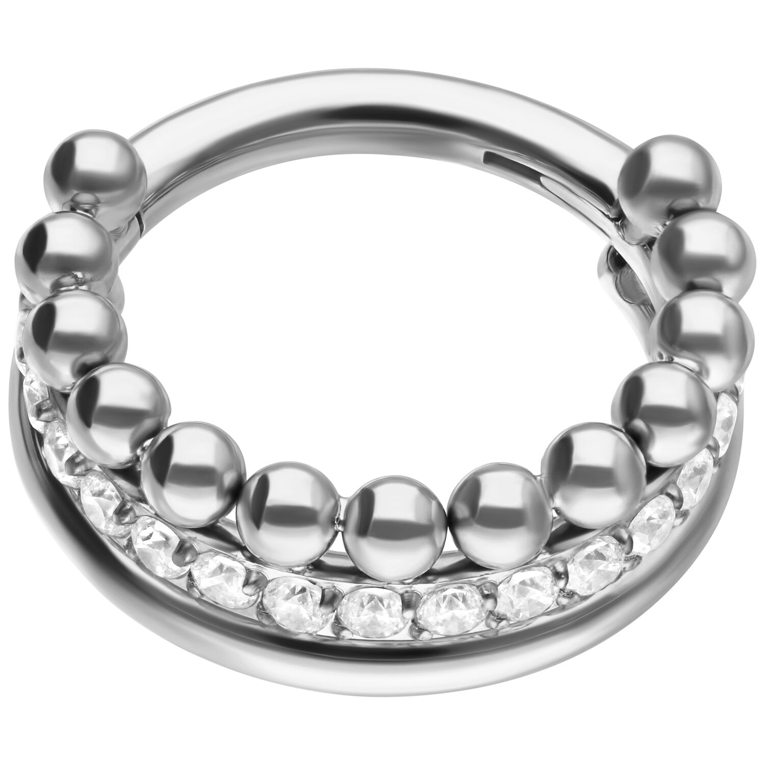 Silberfarbener Triple Bubble Crystal Clicker mit Kristallen, 12 mm