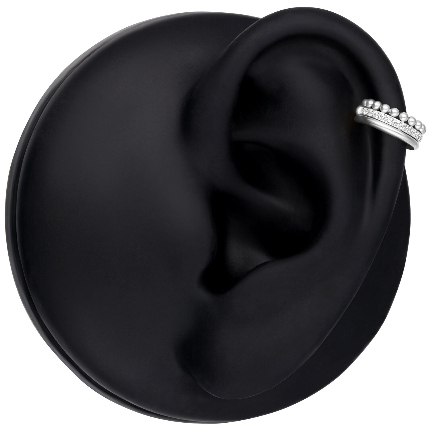 Silberner Triple Bubble Clicker am schwarzen Ohrmodell