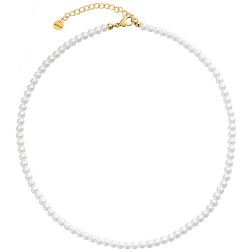 Small Synthetic Pearl Necklace - Golden Metal