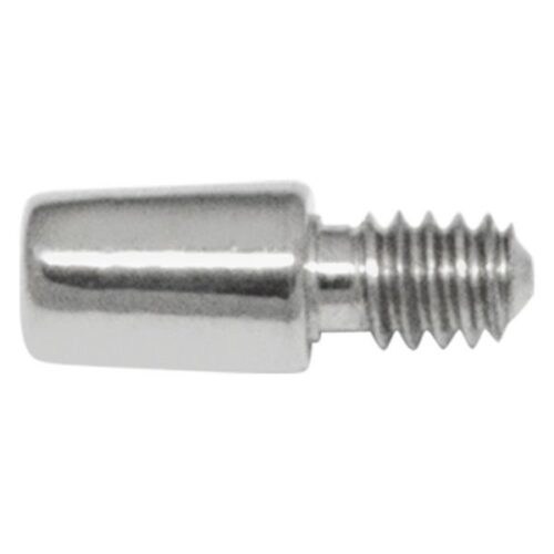 Silberner Titan Aufsatz mit Außengewinde auf weißem Hintergrund