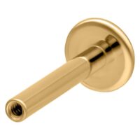 Goldener Titan Labret Stab 1,2mm x 5mm Goldener Titan Labret Stab mit Innengewinde auf weißem Hintergrund, 1,2 mm dick, 5 mm lang