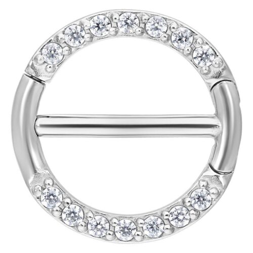 Pave Set Nipple Clicker aus Silber mit klaren Kristallen, 12mm