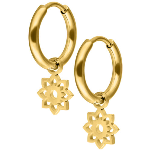 Mini Flower Hoops Pair - Golden Metal