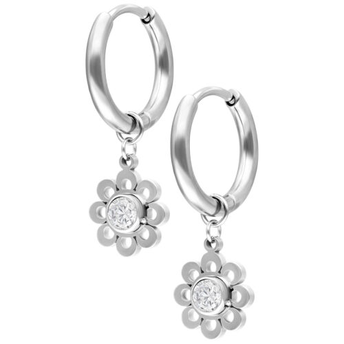 Mini Crystal Flower Hoops Pair