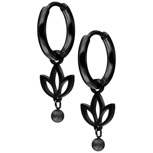 Mini Lotus Hoops Pair - Black Metal