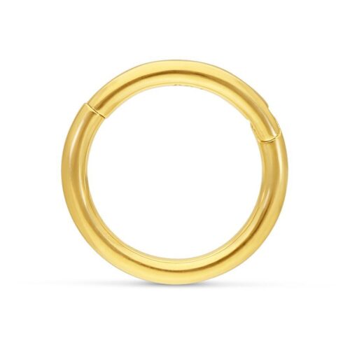 Glänzender 18K Goldring mit Scharnier auf weißem Hintergrund