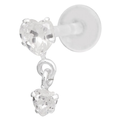 Hanging Crystal Heart Push-Fit Labret