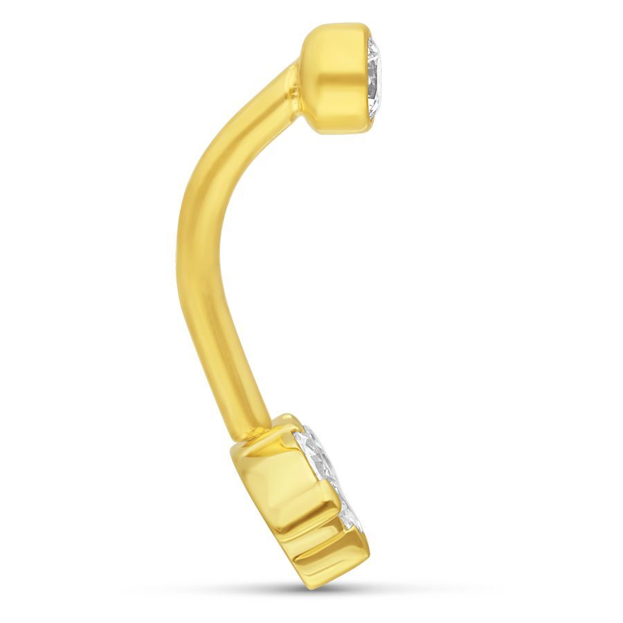 18K Gold Bananabell mit klarem Kristall auf weißem Hintergrund