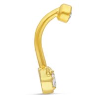 Goldenes Microbananabell mit klarem Kristall auf weißem Hintergrund