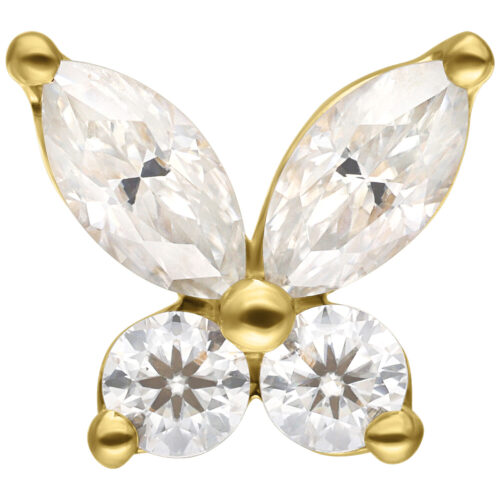 14K Gold Push-Fit Moissanit Butterfly Attachment