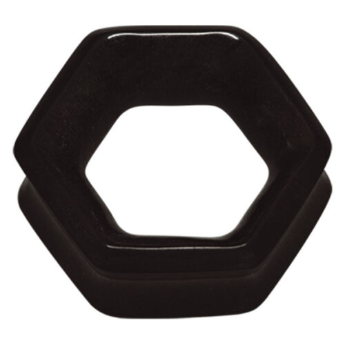 Schwarzer Hexagon Tunnel aus Büffelhorn auf weißem Hintergrund