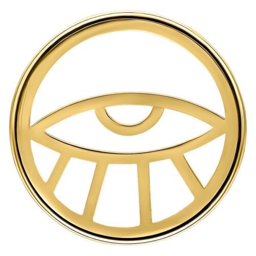 Goldfarbener Eye Tunnel mit Innengewinde, Größe 16mm, auf weißem Hintergrund